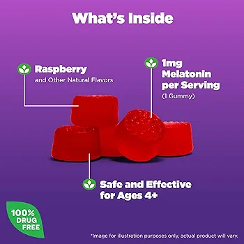 Natrol | Kids Melatonin 1mg, Dietary Supplement for Restful Sleep | 60 Berry-Flavored Gummies - Image 3