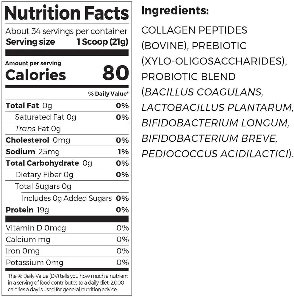 Orgain Collagen Peptides + Probiotics, Unflavored, 1.6 lbs</br>مسحوق الكولاجين الطبيعي مع البروبيوتك لتعزيز صحة الجهاز الهضمي وتحسين ليونة المفاصل والم العظام ولتقوية الشعر والاظافر وتحسين صحة الجلد - Image 3