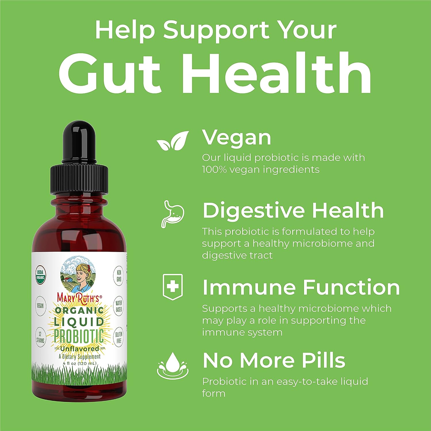 MaryRuth's | USDA Organic Liquid Probiotic for the Whole Family | 40 Servings - Image 6