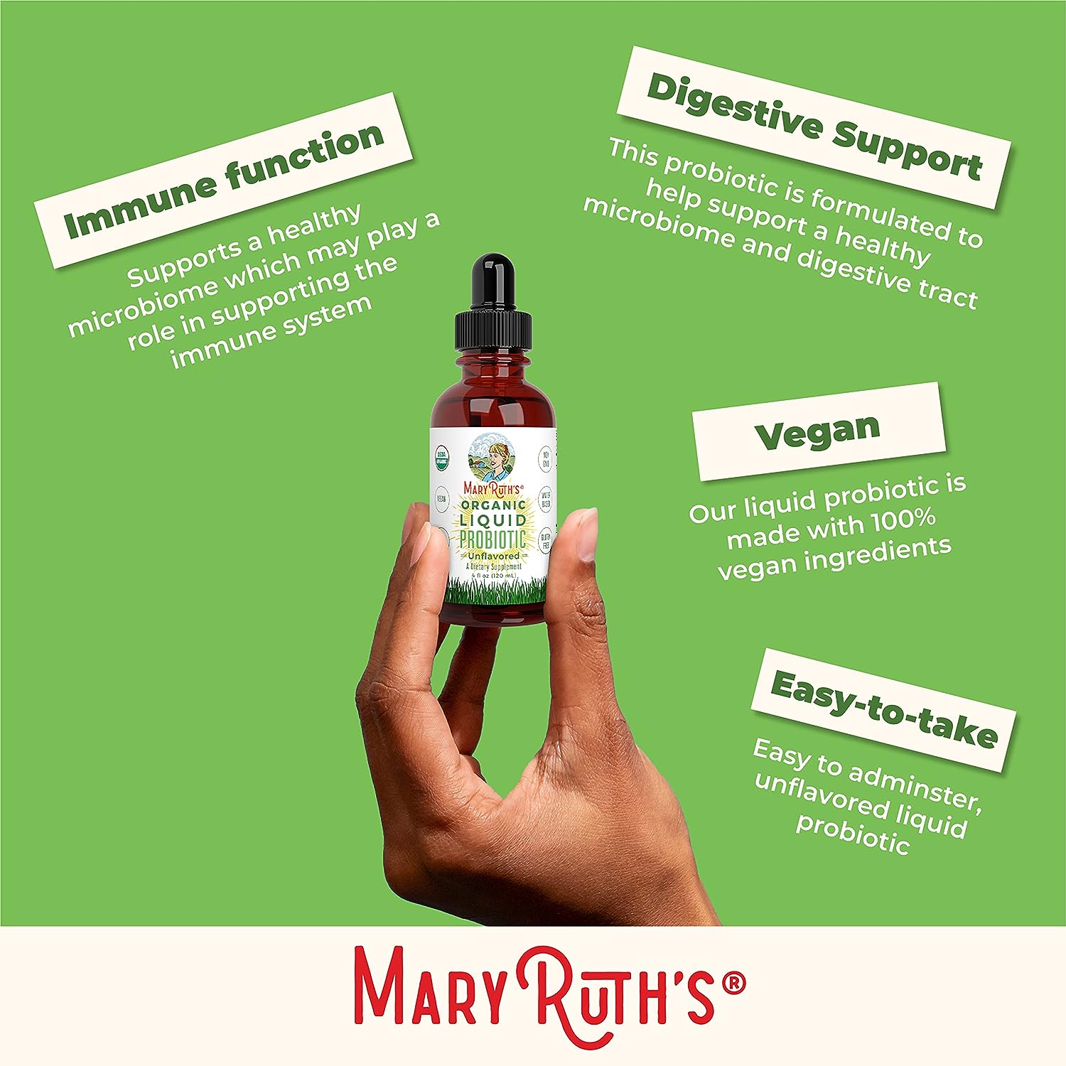 MaryRuth's | USDA Organic Liquid Probiotic for the Whole Family | 40 Servings - Image 7