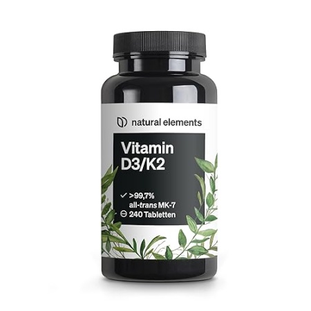 natural elements Vitamin D3 + K2 Depot – 240 Tablets فيتامين ك2 + د3 عالى التركيز ، 240 حباية