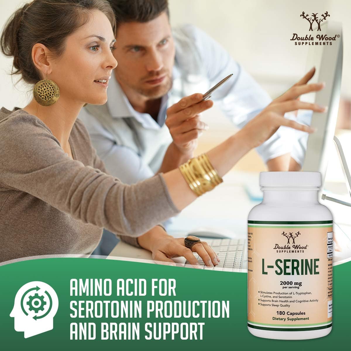 Double Wood | L-Serine Supplement for Brain Support | 180 Caps - Image 5