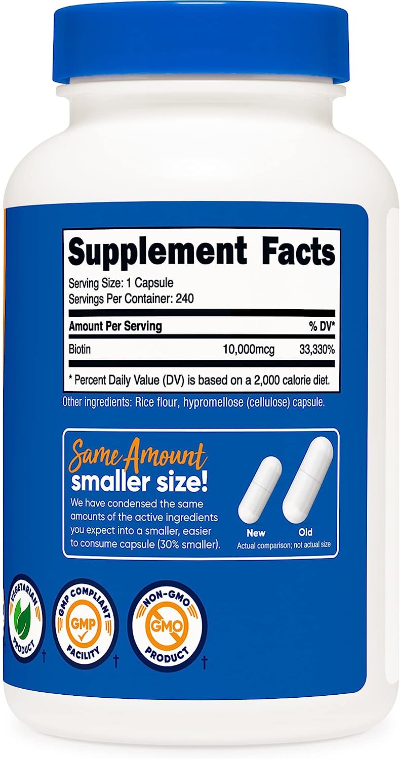 Nutricost Biotin (Vitamin B7) 10000mcg , 240 Capsules - Image 2