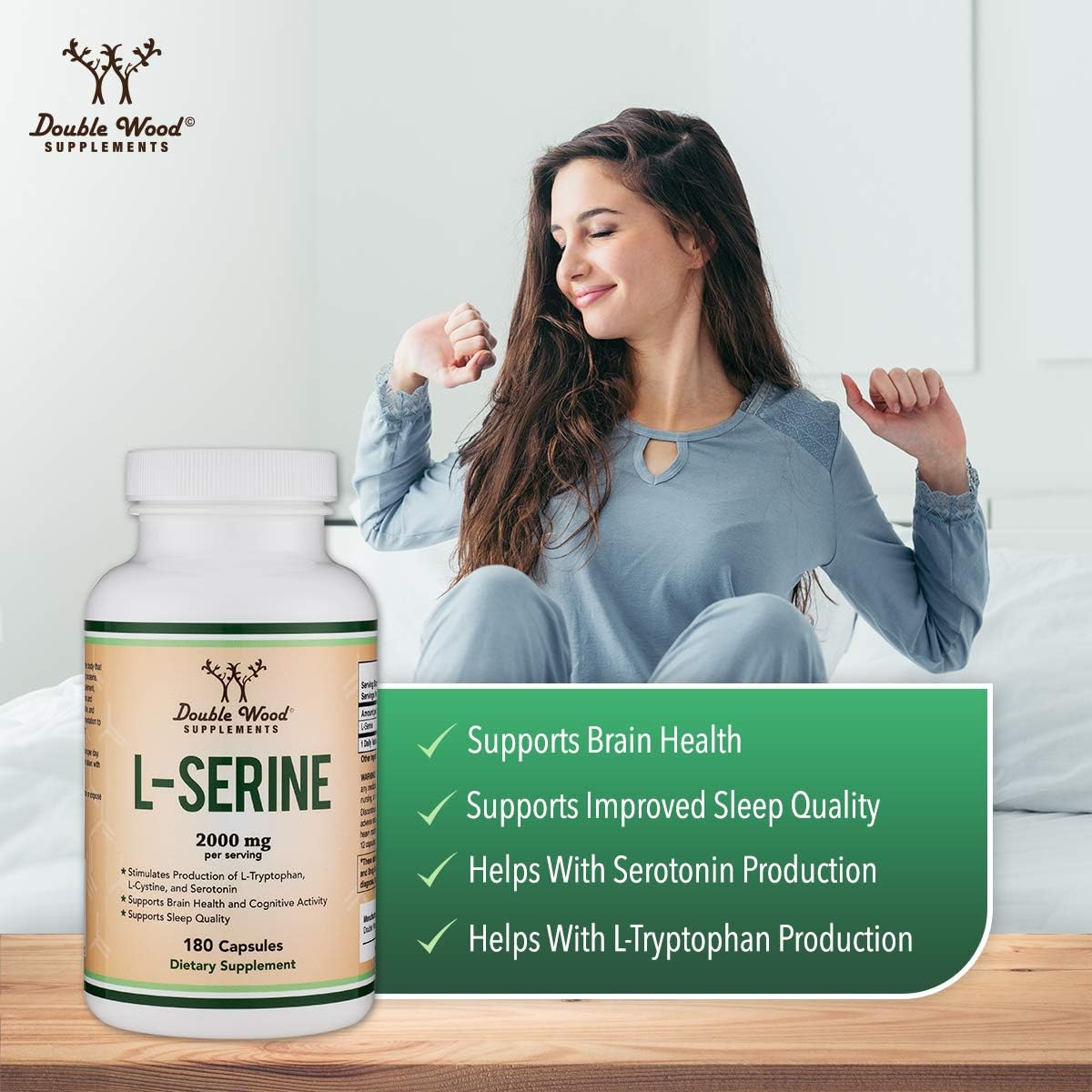 Double Wood | L-Serine Supplement for Brain Support | 180 Caps - Image 4
