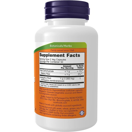 NOW Supplements Astragalus 500 mg | Immune Support, Ingredients