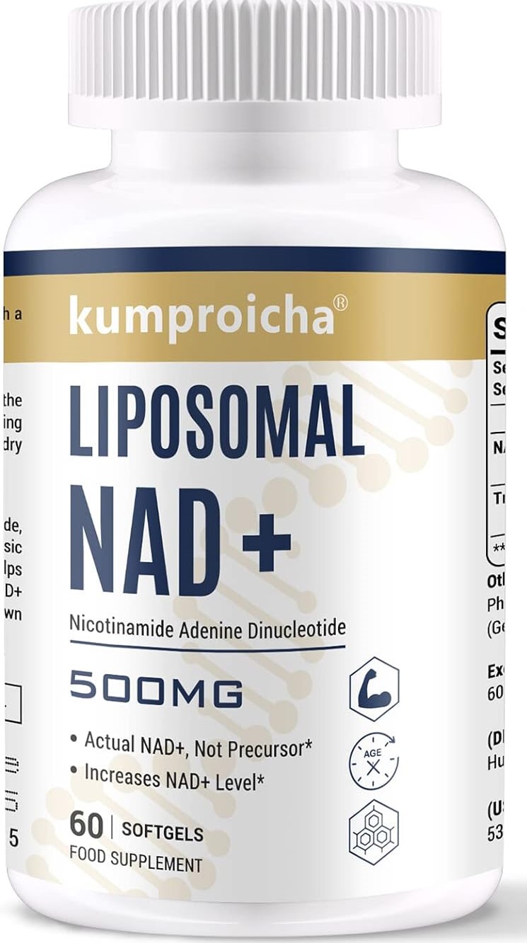 Liposomal NAD+ 500mg with TMG 250mg Softgels, Actual NAD+ Supplement for Cellular Repair & Energy Metabolism(60 Count)
