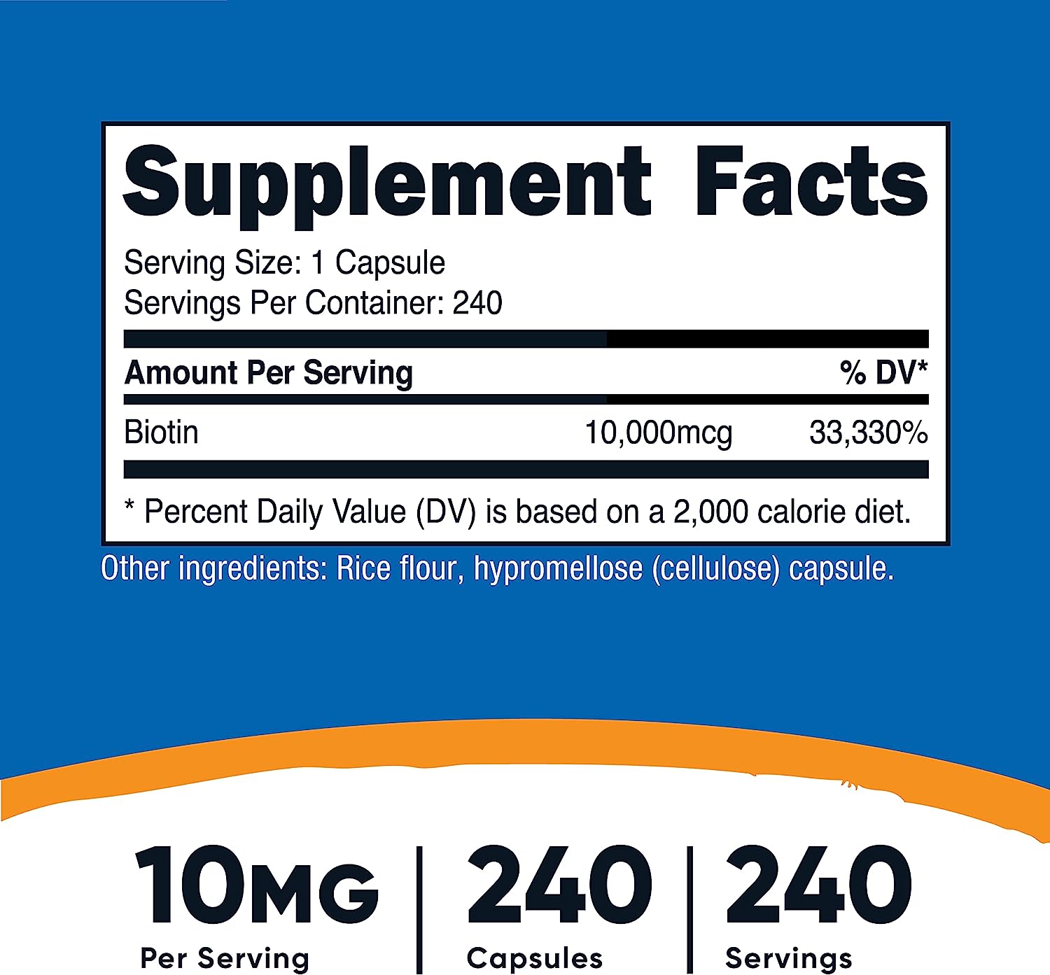 Nutricost Biotin (Vitamin B7) 10000mcg , 240 Capsules - Image 3