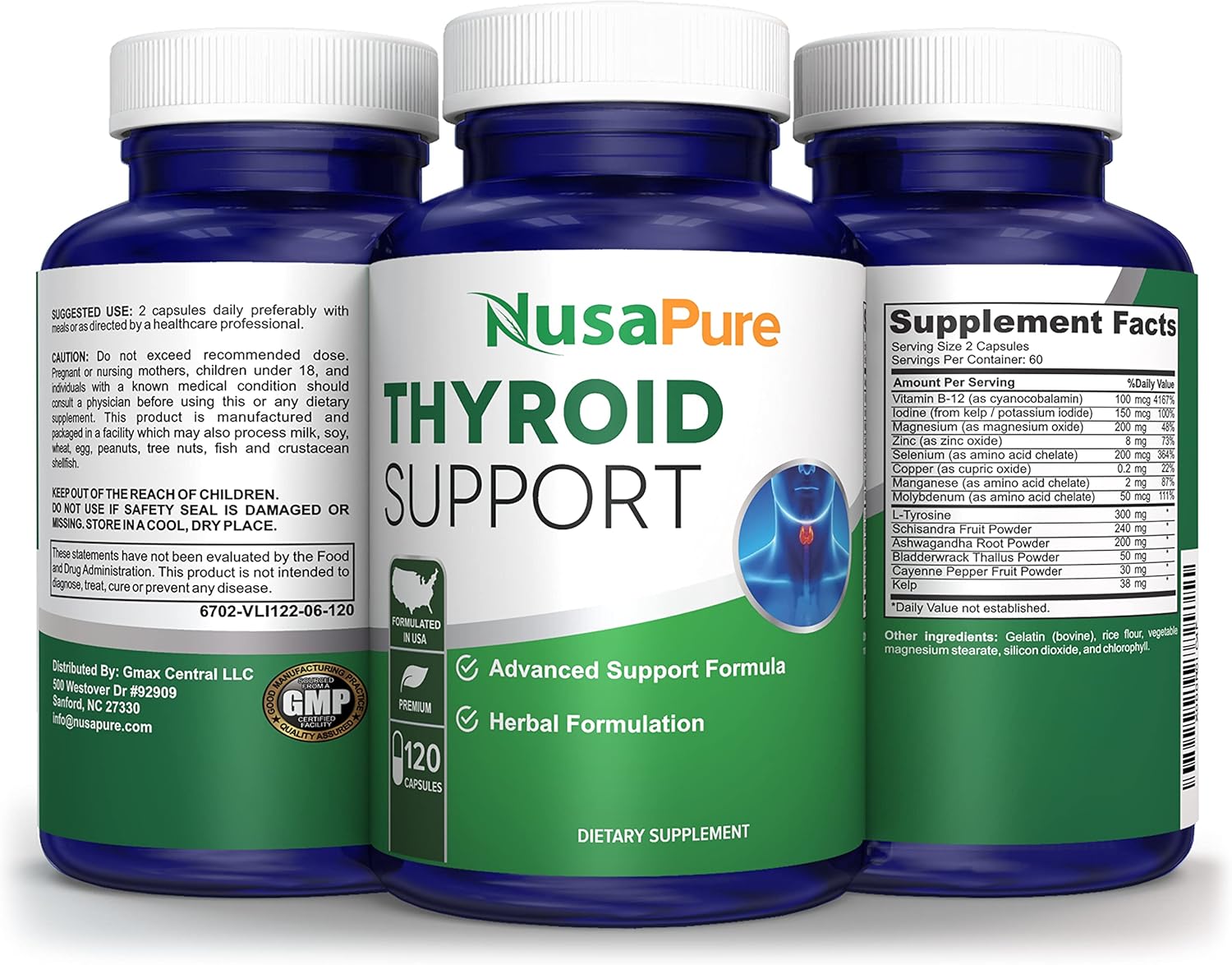 NusaPure | Thyroid Support Supplement with Iodine & Ashwagandha | 120 caps - Image 3