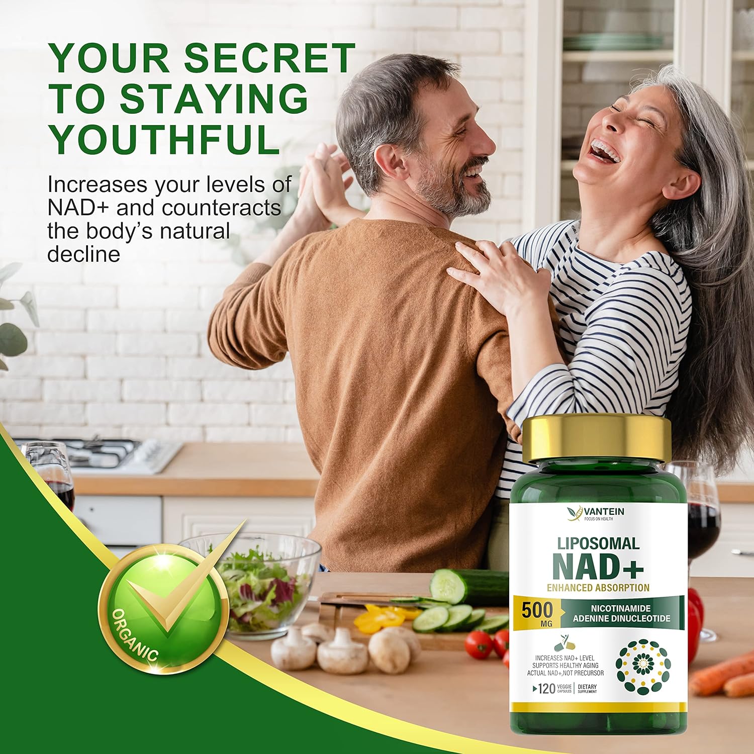 Vantein | Liposomal NAD+ 500mg | Direct Cellular Energy Support | 120 capsules - Image 5