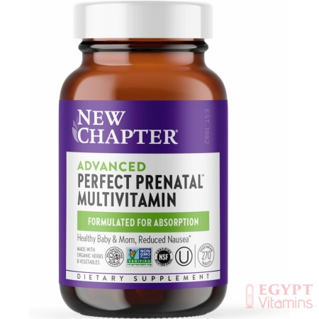 New Chapter Advanced Perfect Prenatal Vitamins, 270ct, Made with Organic, Non-GMO Ingredients for Healthy Baby & Mom - Folate (Methylfolate), Whole-Food Fermented Iron, Vitamin D3 + Ginger