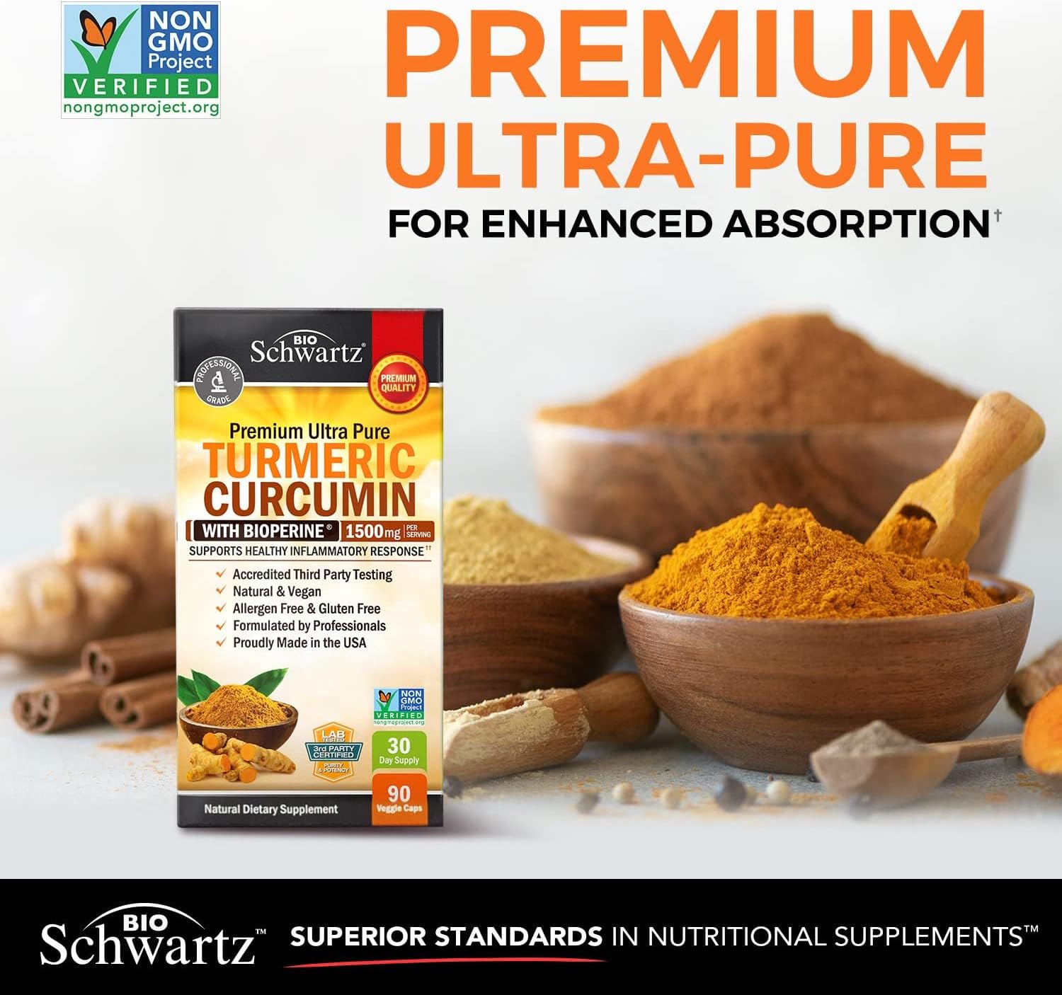 Bio Schwartz | Turmeric Curcumin with Black Pepper Extract 1500mg | 90 Capsules - Image 7