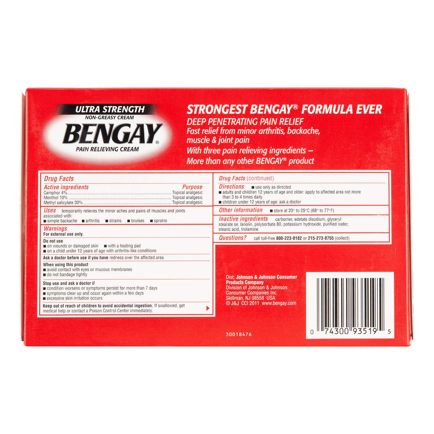 Bengay Ultra Strength Pain Relieving Cream for Muscle & Joints (225g) - Image 2