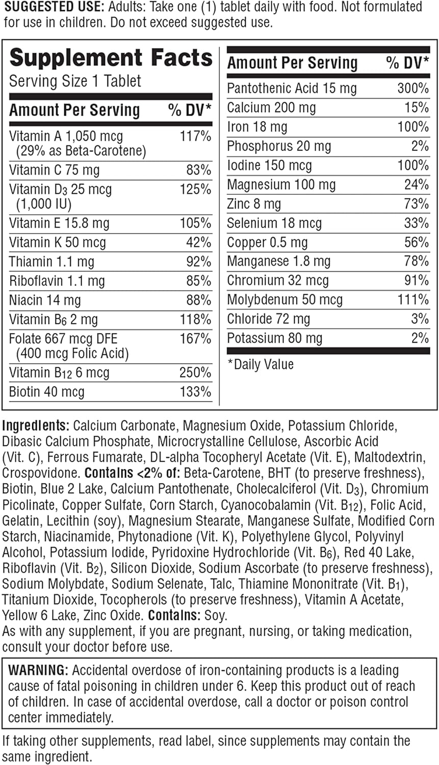 Centrum Multivitamin for Women, Multivitamin/Multimineral Supplement with Iron, Vitamin D3, B Vitamins and Antioxidant Vitamins C and E, Gluten Free, Non-GMO Ingredients - 120 Count - Image 2