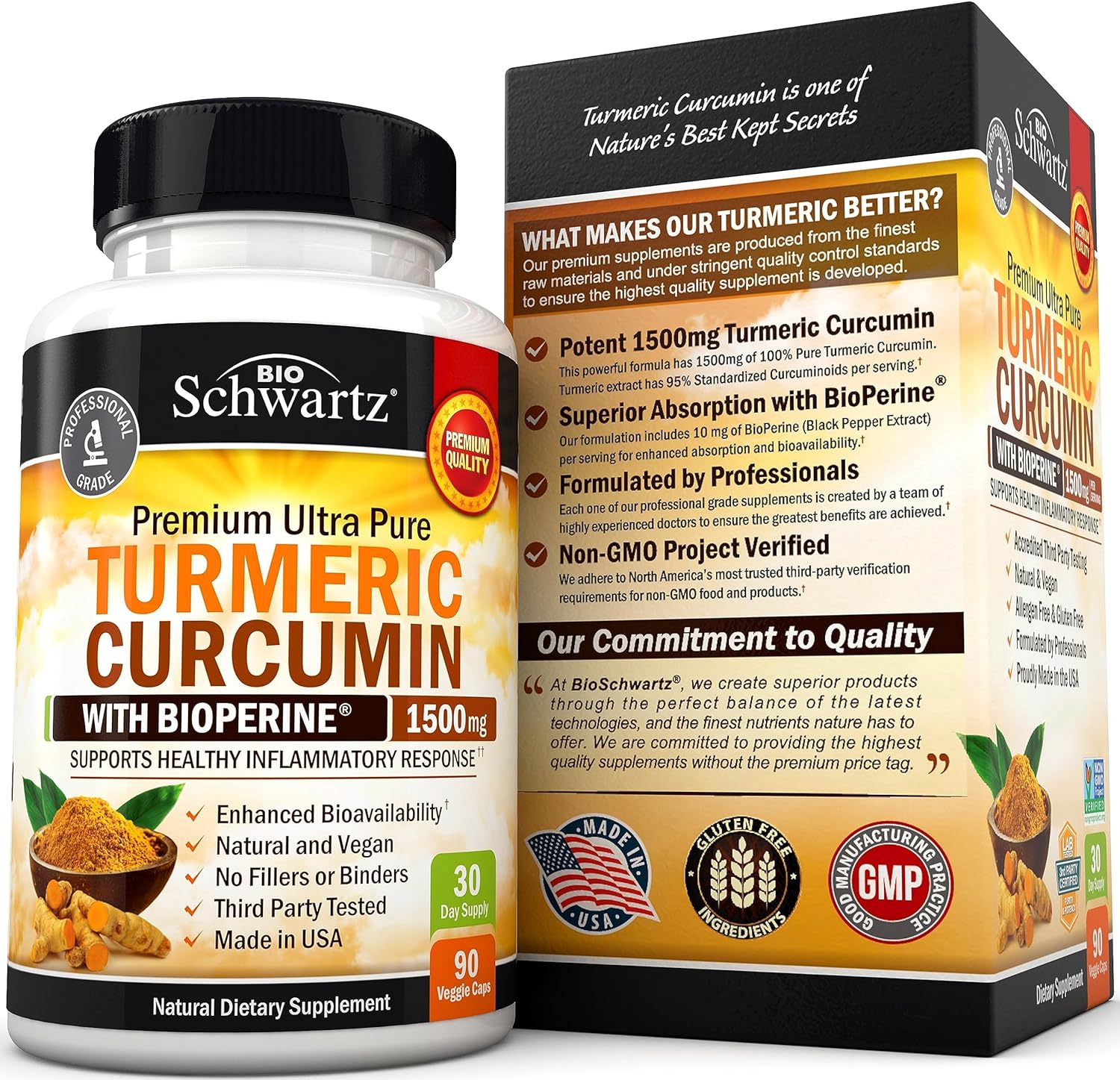Bio Schwartz | Turmeric Curcumin with Black Pepper Extract 1500mg | 90 Capsules - Image 3