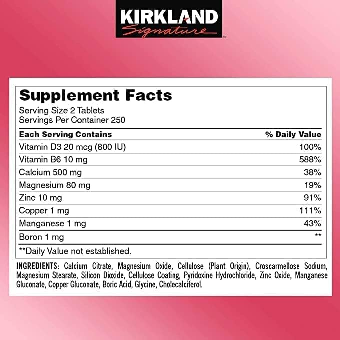 KirkLand Signature Calcium Citrate Magnesium and Zinc, 500 Tablets - Image 2