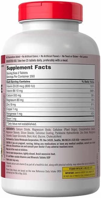 KirkLand Signature Calcium Citrate Magnesium and Zinc, 500 Tablets - Image 3