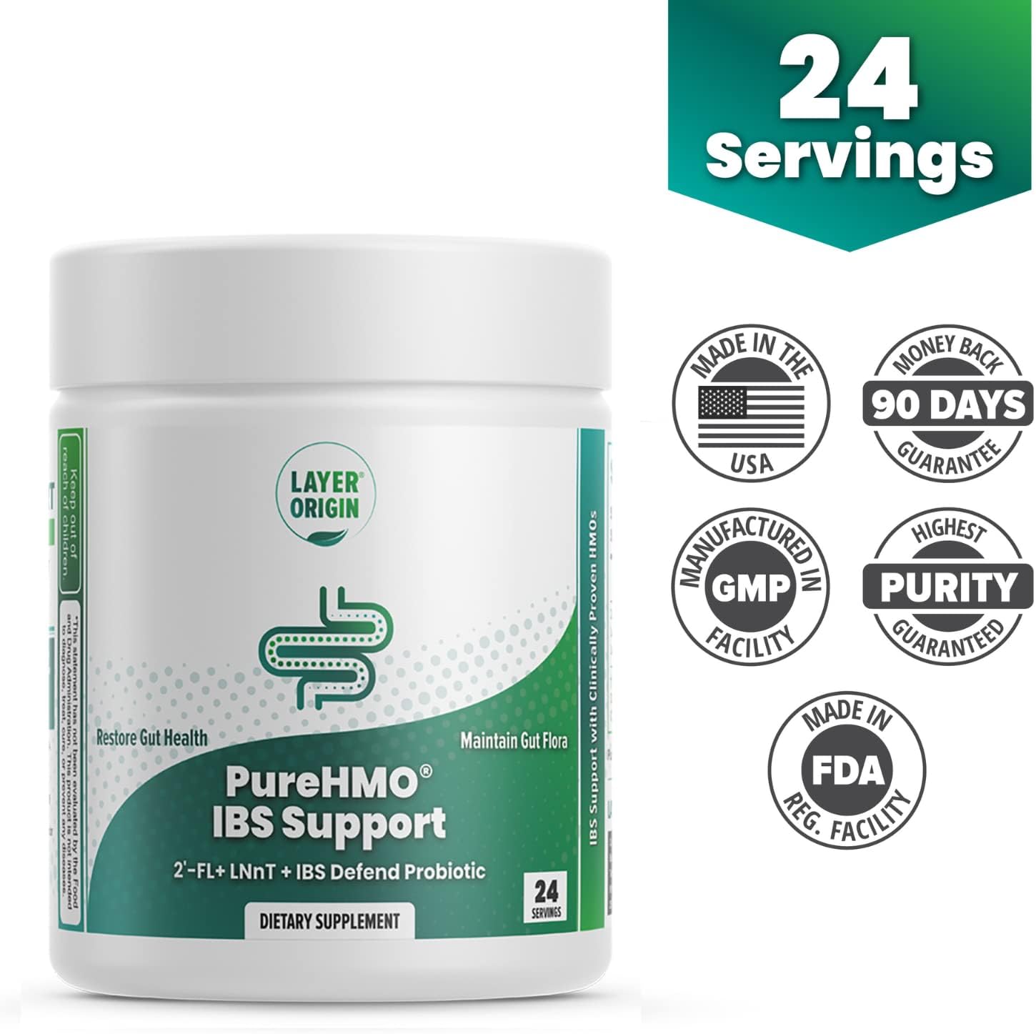 Layer Origin PureHMO IBS Support - Clinically Tested Super Prebiotic + Super Probiotic to Relieve IBS Symptoms - Reduce Inflammation, Strengthen Gut Barriers, and Restore Your Gut Functions - Image 7