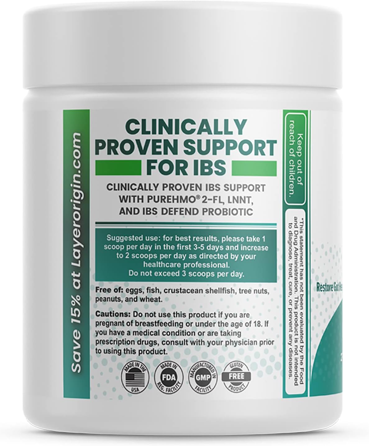 Layer Origin PureHMO IBS Support - Clinically Tested Super Prebiotic + Super Probiotic to Relieve IBS Symptoms - Reduce Inflammation, Strengthen Gut Barriers, and Restore Your Gut Functions - Image 3