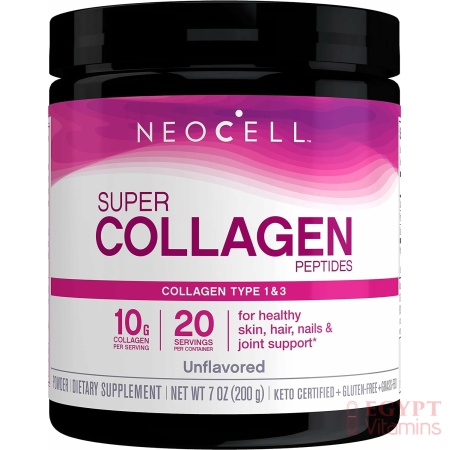 NeoCell Super Collagen Powder, 10g Collagen Peptides per Serving, Healthy Hair, Skin, Nails & Joints, Unflavored, 7 Oz