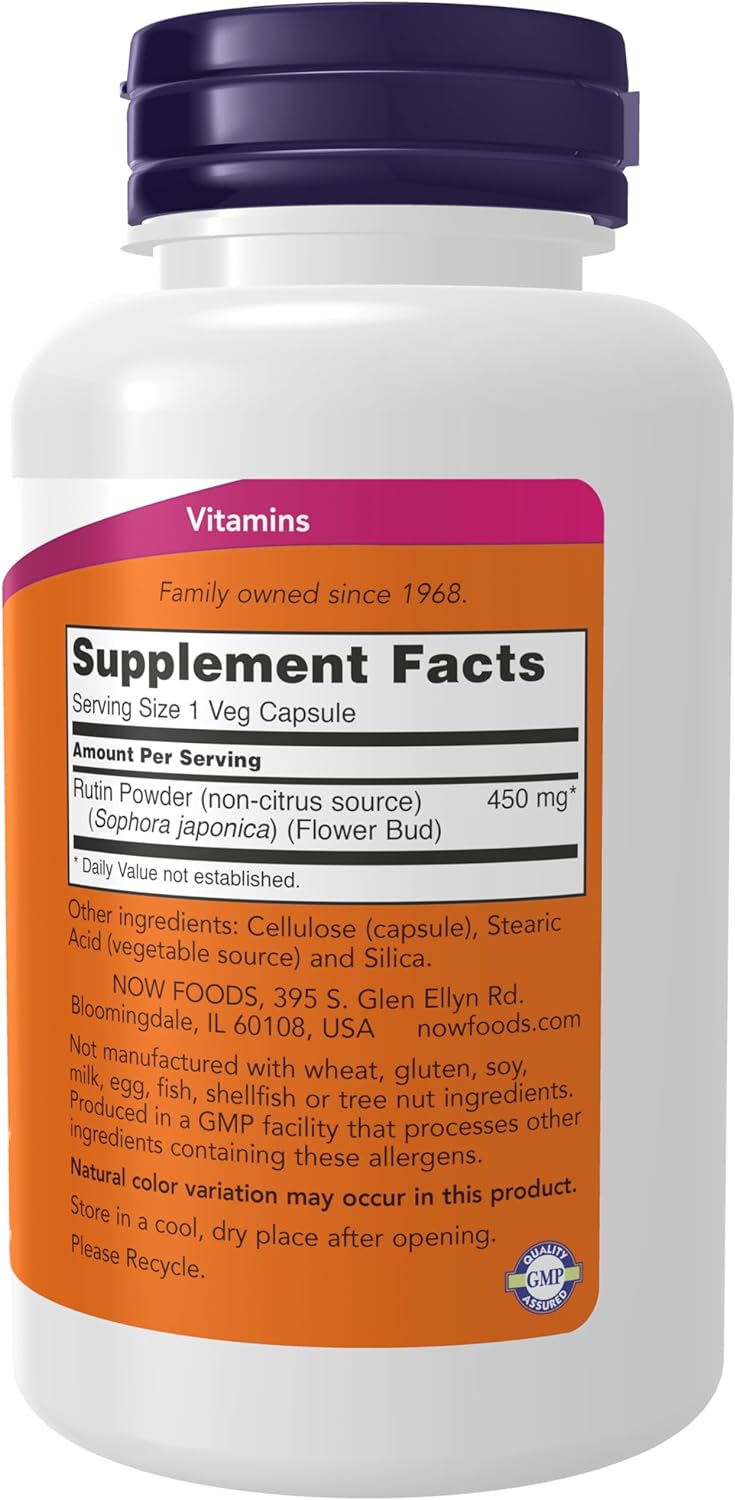 NOW Supplements, Rutin 450 mg, Free Radical Scavenger, Cell Defense, 100 Capsules - Image 2