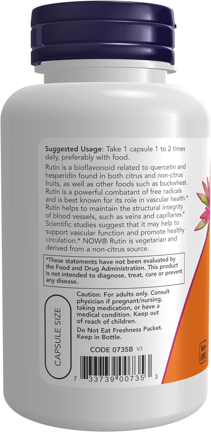 NOW Supplements, Rutin 450 mg, Free Radical Scavenger, Cell Defense, 100 Capsules - Image 3
