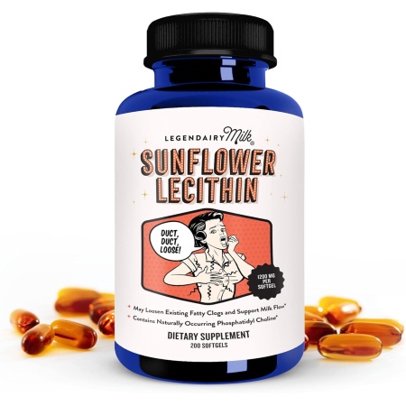 Legendairy Milk Sunflower Lecithin, 1200mg Organic Supplement for Clogged Milk Ducts, 200 Softgels