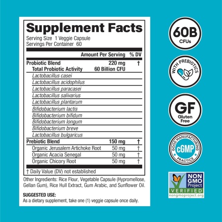 ingredients of Physician's Choice Probiotics 60 Billion