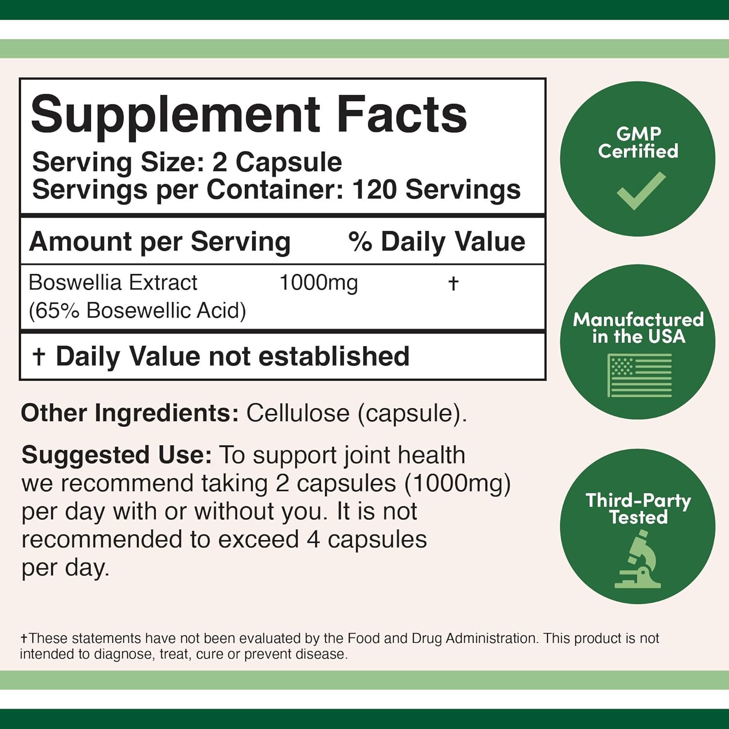 Double Wood Boswellia Extract 1000mg, 240 Capsules - Image 3