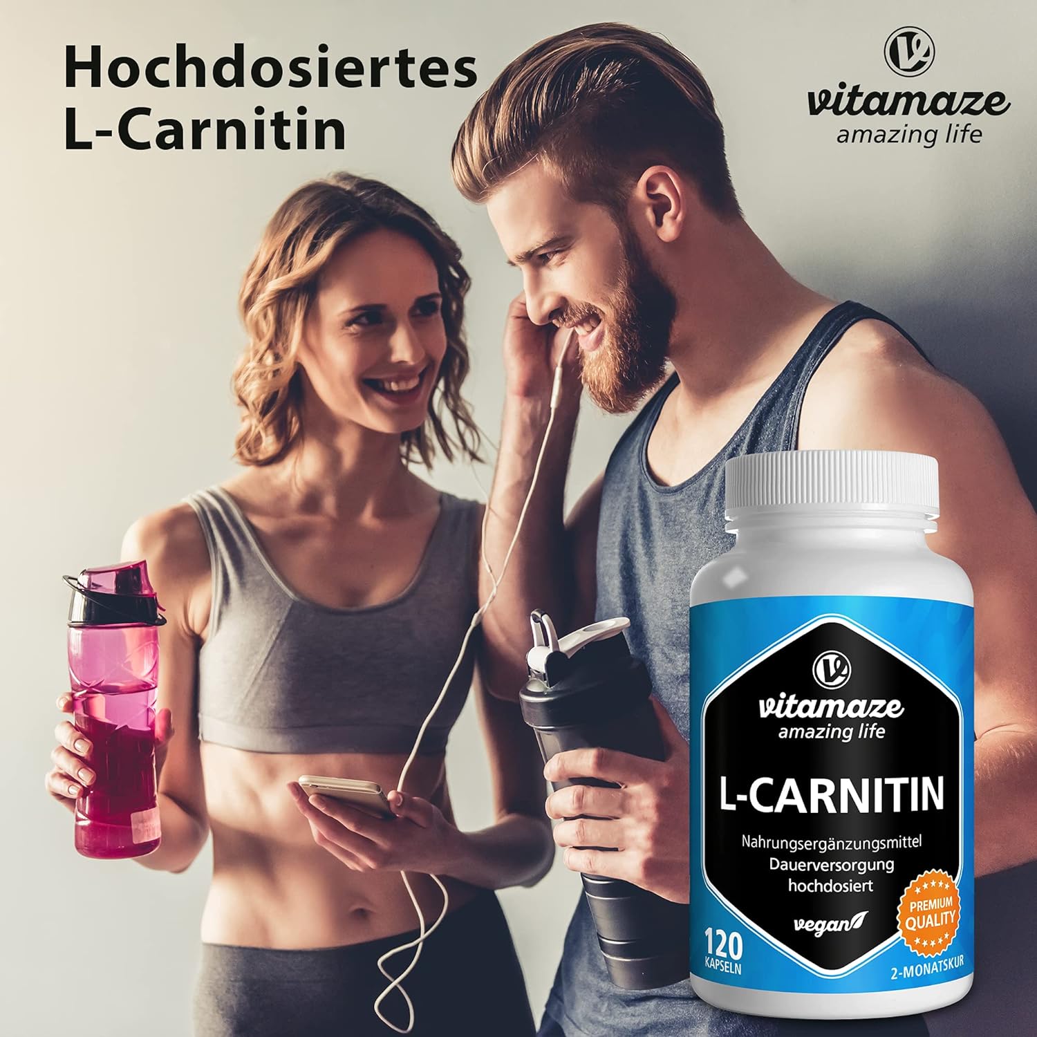 Vitamaze L-Carnitine 680mg 120 vegan capsules - Image 3