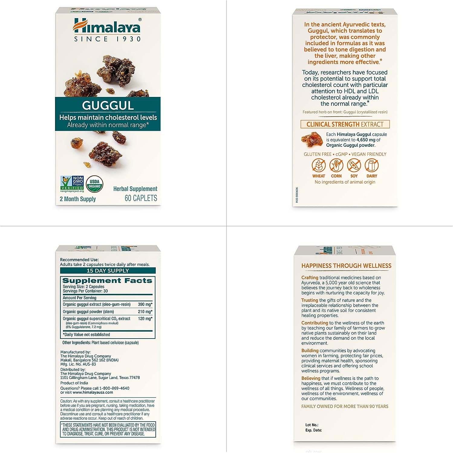 Himalaya Guggul Herbal Supplement, HDL & LDL Support , Liver Health, Liver Cleansing, Triglyceride Support, Bile Production, 720 mg , 60 Capsules