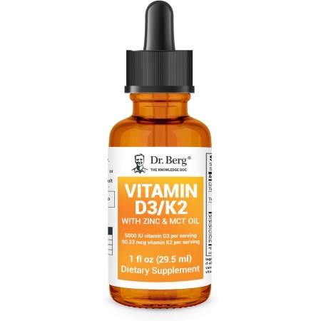 Dr. Berg Liquid Vitamin D3 & K2, Premium Drops with MCT Oil & Zinc, 29.5 ml
