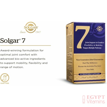 Solgar No. 7 - Joint Support and Comfort - 30 Vegetarian Capsules - Increased Mobility & Flexibility - Gluten-Free, Dairy-Free, Non-GMO - 30 Servings