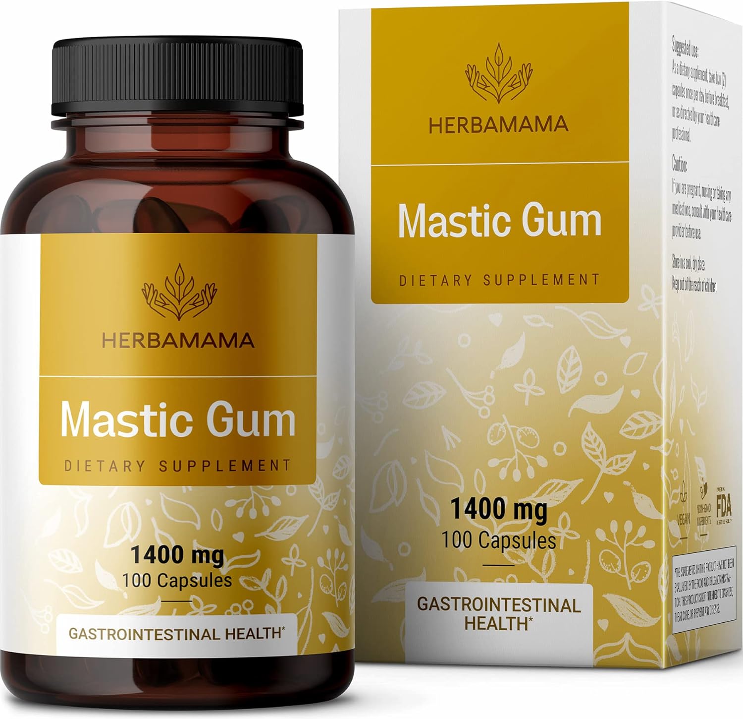 HERBAMAMA Mastic Gum 100 Capsules 1400 mg | Supports Digestive System | Antioxidant | Promotes Circulatory Health | Anti-Inflammatory لبان المستكه 1400 مجم _ لصحة الجهاز الهضمى ، ومضاد للأكسدة ومضاد للإلتهابات لصحة القلب والدورة الدموية ، 100 كبسولة