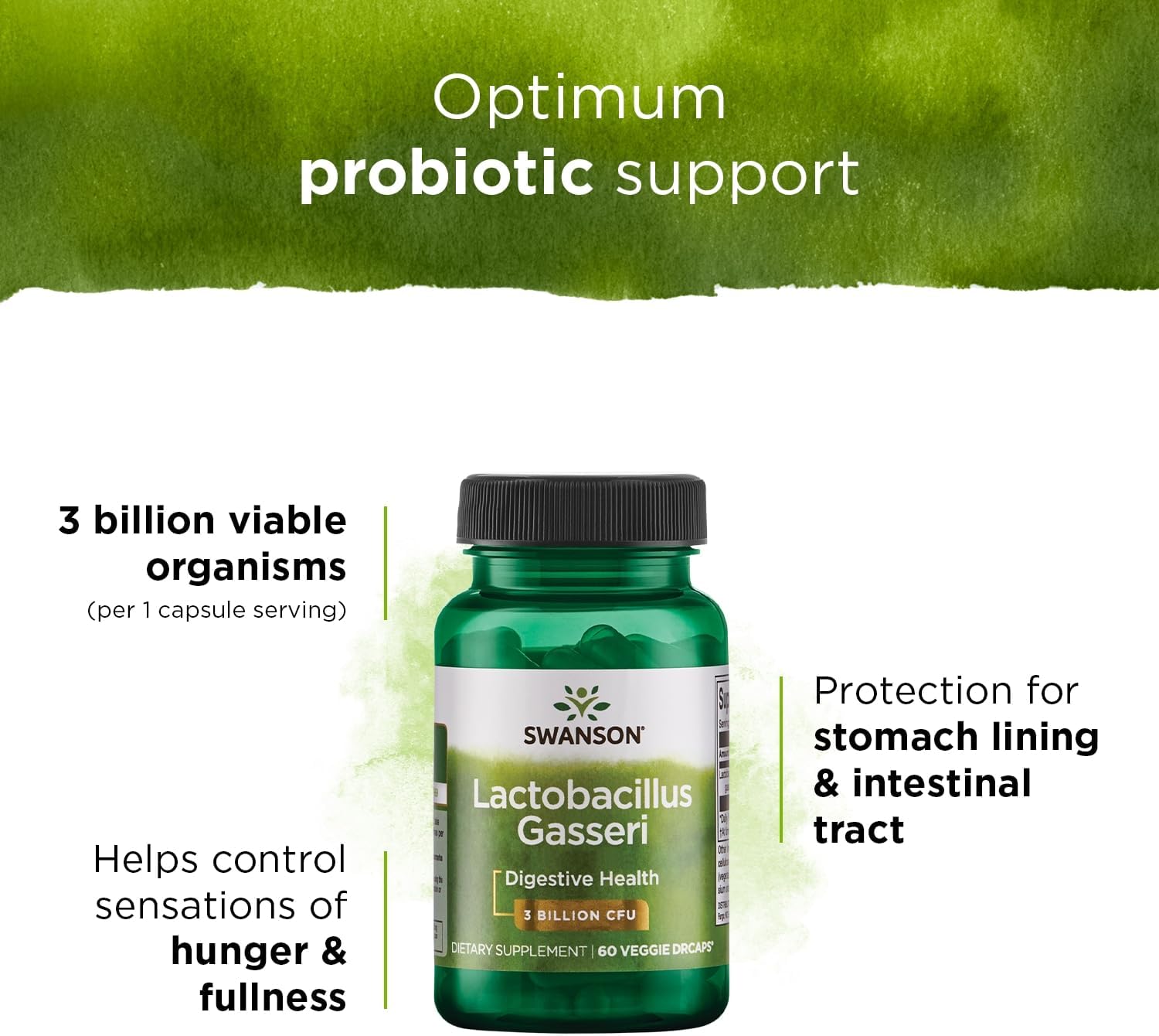 Swanson Lactobacillus Gasseri - Probiotic for Digestive Health with 3 Billion CFU - Design-Release Satiety & Fat Metabolism Support - 60 Veggie Capsules - Image 3
