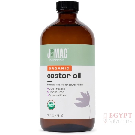 JMac Botanicals Organic Castor Oil in Glass Bottle | 473 ml
