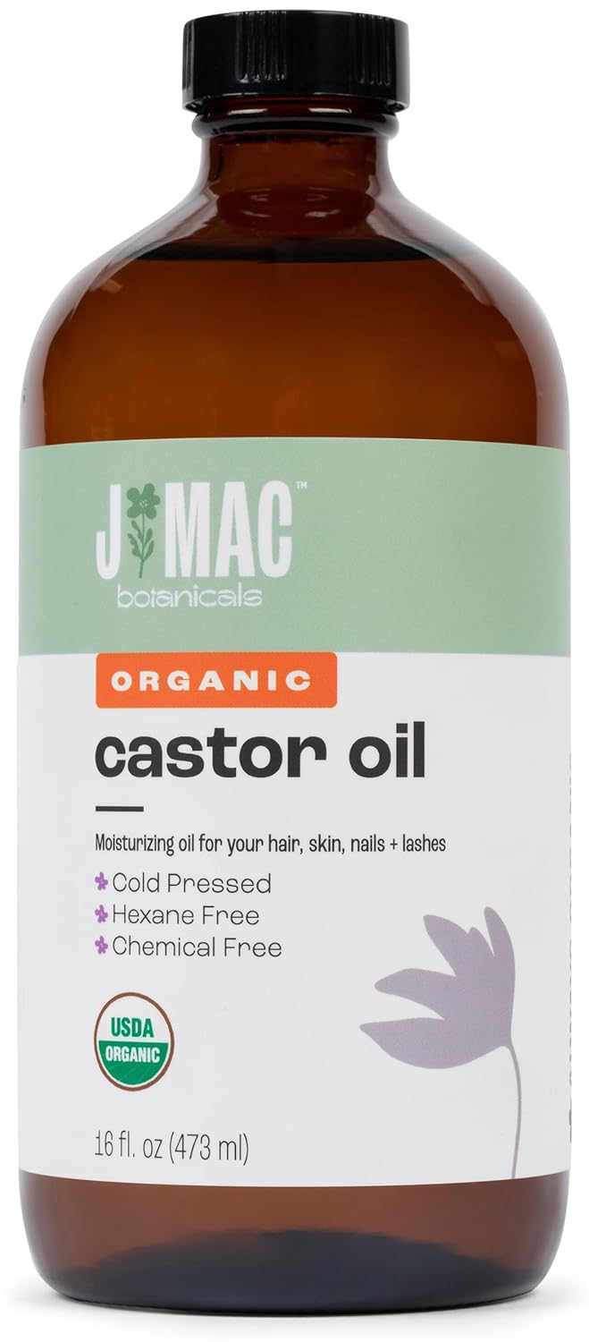 JMac Botanicals Organic Castor Oil in Glass Bottle | 473 ml