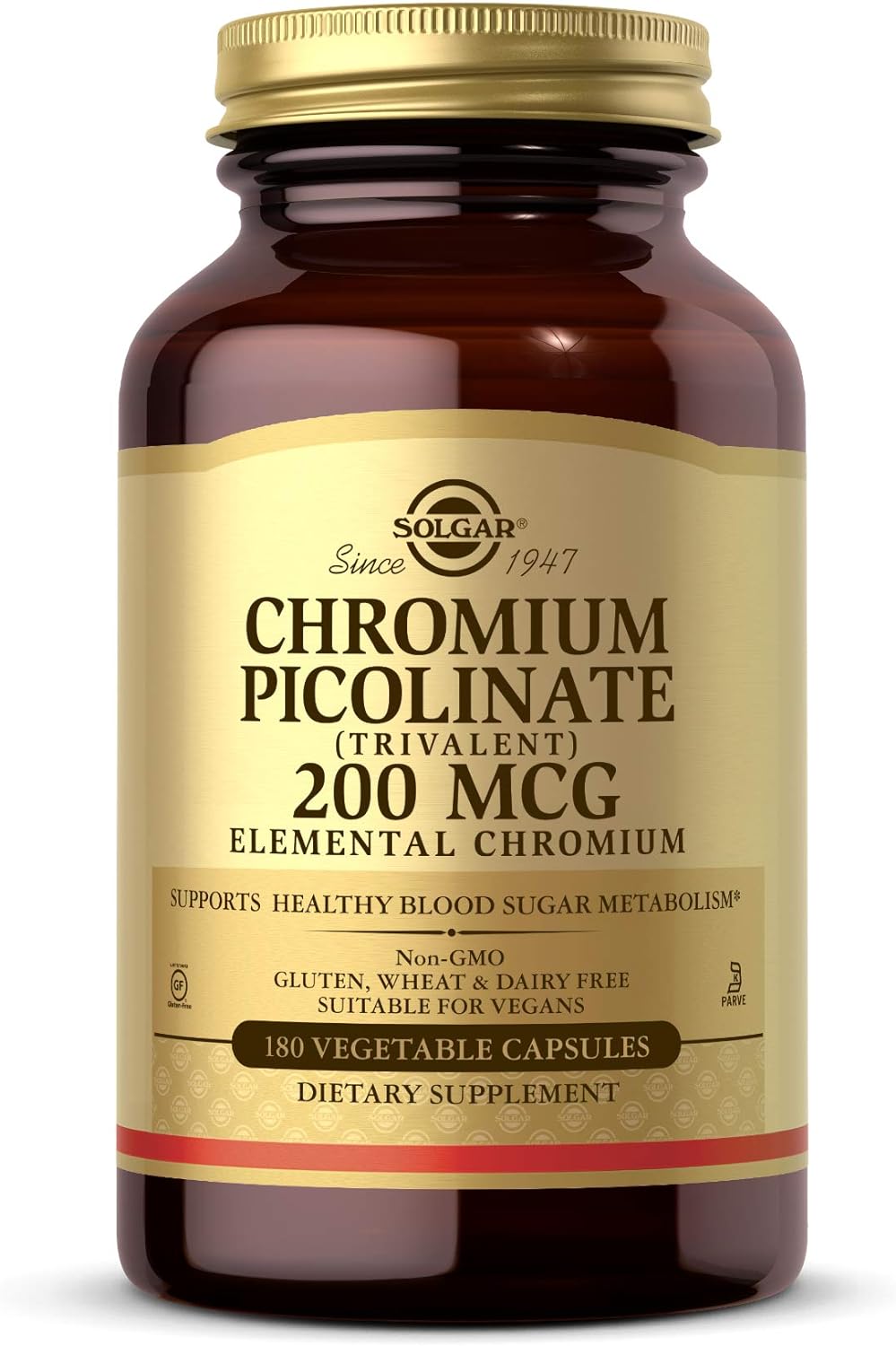 Solgar, Chromium Picolinate 200 mcg, 180 Vegetable Capsules