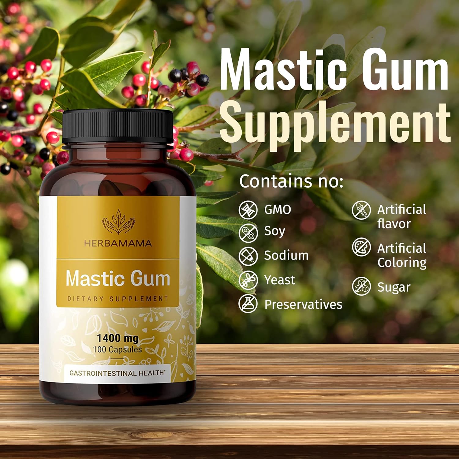 HERBAMAMA Mastic Gum 100 Capsules - Image 5