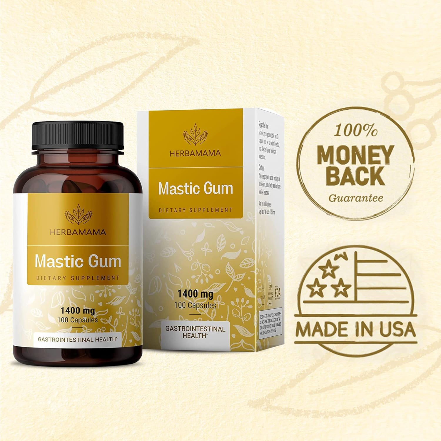 HERBAMAMA Mastic Gum 100 Capsules - Image 6