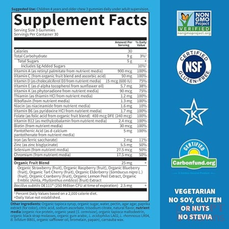 Garden of Life Kids Multivitamin Gummy with Iron+Probiotics for Immune Health & Digestion:Vitamins D, C, E, B, Zinc for Energy&Development,Vitamin Code,Non-GMO,Gluten-Free, Orange,30 Day SupplyGarden of Life Kids Multivitamin Gummy with Iron+Probiotics for Immune Health & Digestion:Vitamins D, C, E, B, Zinc for Energy&Development,Vitamin Code,Non-GMO,Gluten-Free, Orange,30 Day Supply