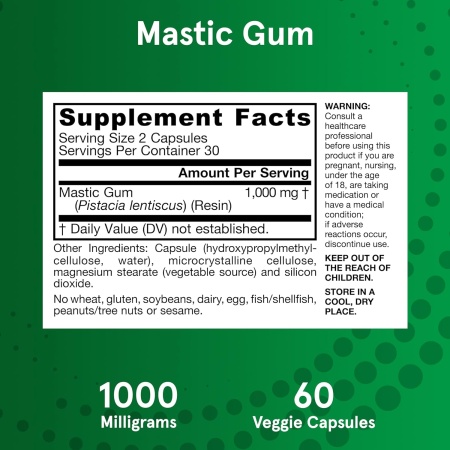 ingredients of Jarrow Formulas Mastic Gum 1000 mg