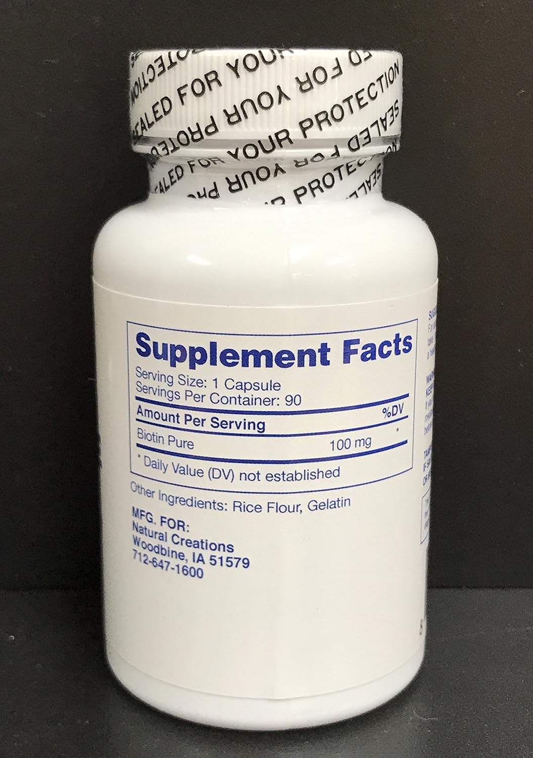 Natural Creations Biotin 100mg | High Potency Supplement | 90 Capsules - Image 2