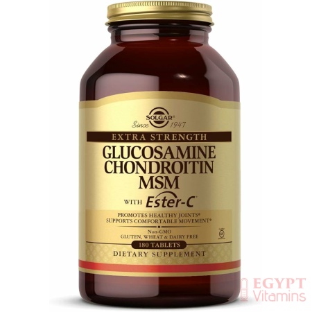 Solgar Extra Strength Glucosamine Chondroitin MSM w/ Ester-C, 180 Tablets - Promotes Healthy Joints, Supports Comfortable Movement & Collagen Formation - Non-GMO, Gluten Free, Dairy Free - 60 Servings