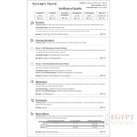 Nature’s Trove SAM-e 400mg – 90 Enteric-Coated Caplets