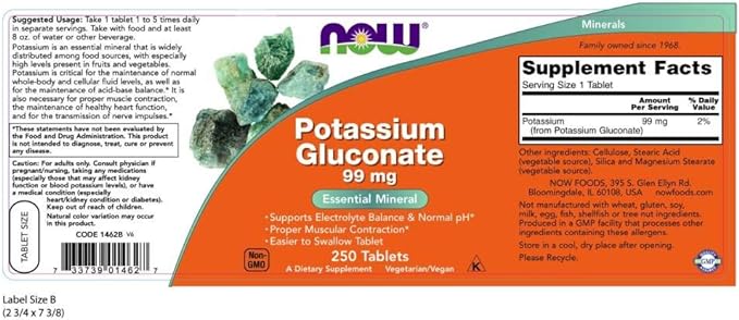 NOW Potassium Gluconate 99 mg 2