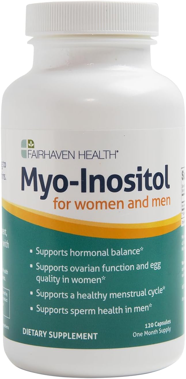 Fairhaven Health Myo-Inositol Supplement 2000mg | Male and Female Fertility Supplement and Hormone Balance | Vitamin B8 | Inositol Powder Capsules | Gluten, Dairy and Soy Free | 120 Inositol Capsules