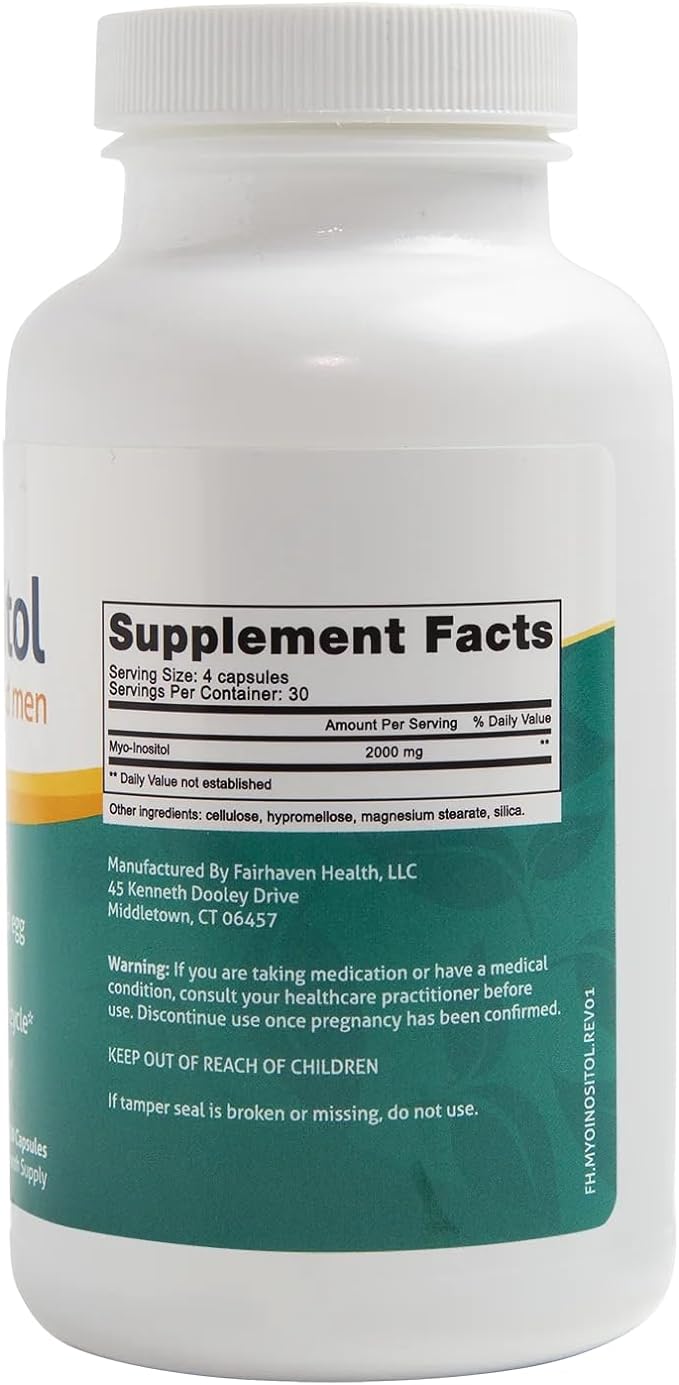 Fairhaven Health Myo-Inositol Supplement 2000mg | Male and Female Fertility Supplement and Hormone Balance | Vitamin B8 | Inositol Powder Capsules | Gluten, Dairy and Soy Free | 120 Inositol Capsules - Image 5