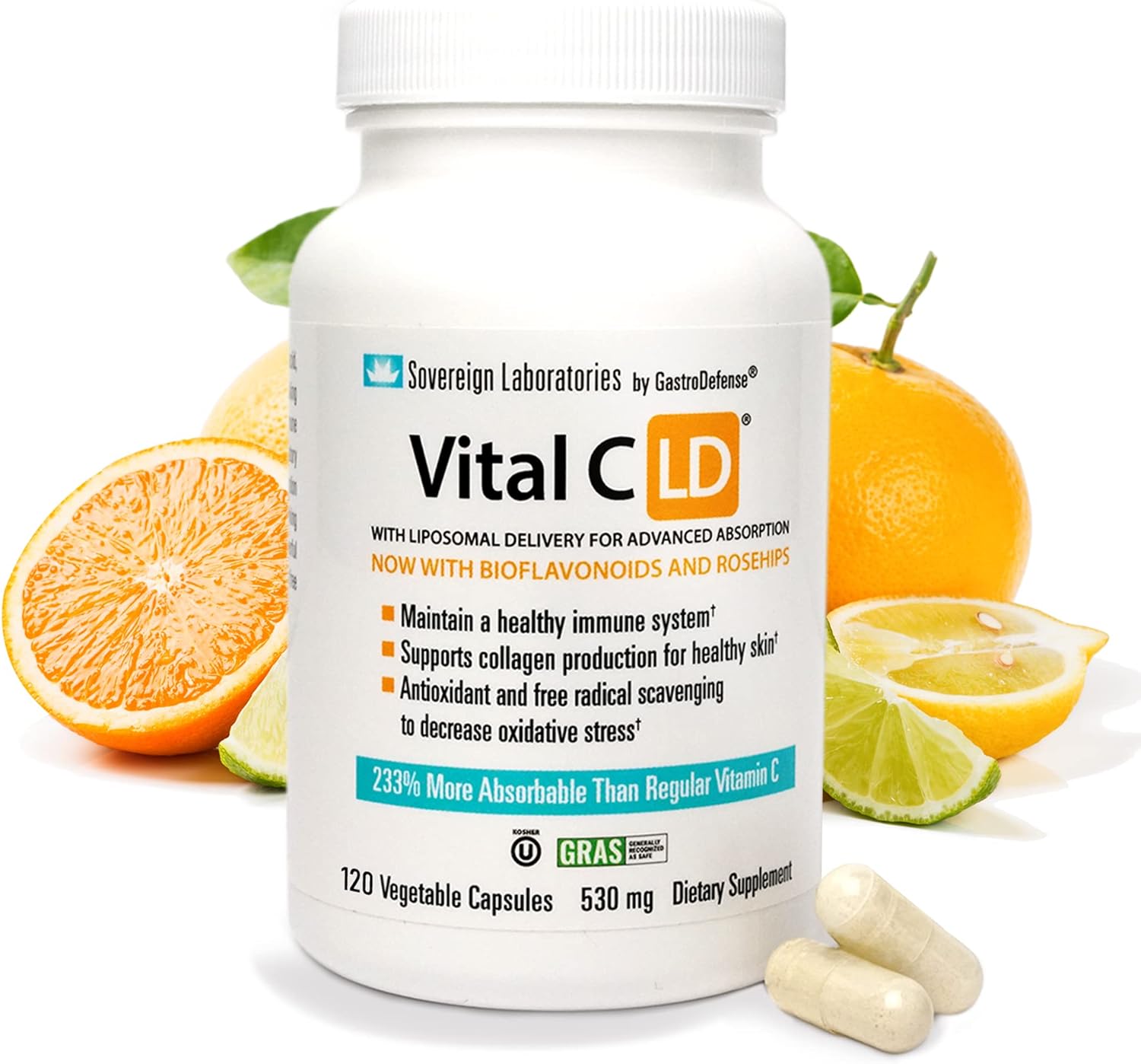 Vital C-LD - Enhanced Liposomal Vitamin C - 530mg Capsules - 120 Count