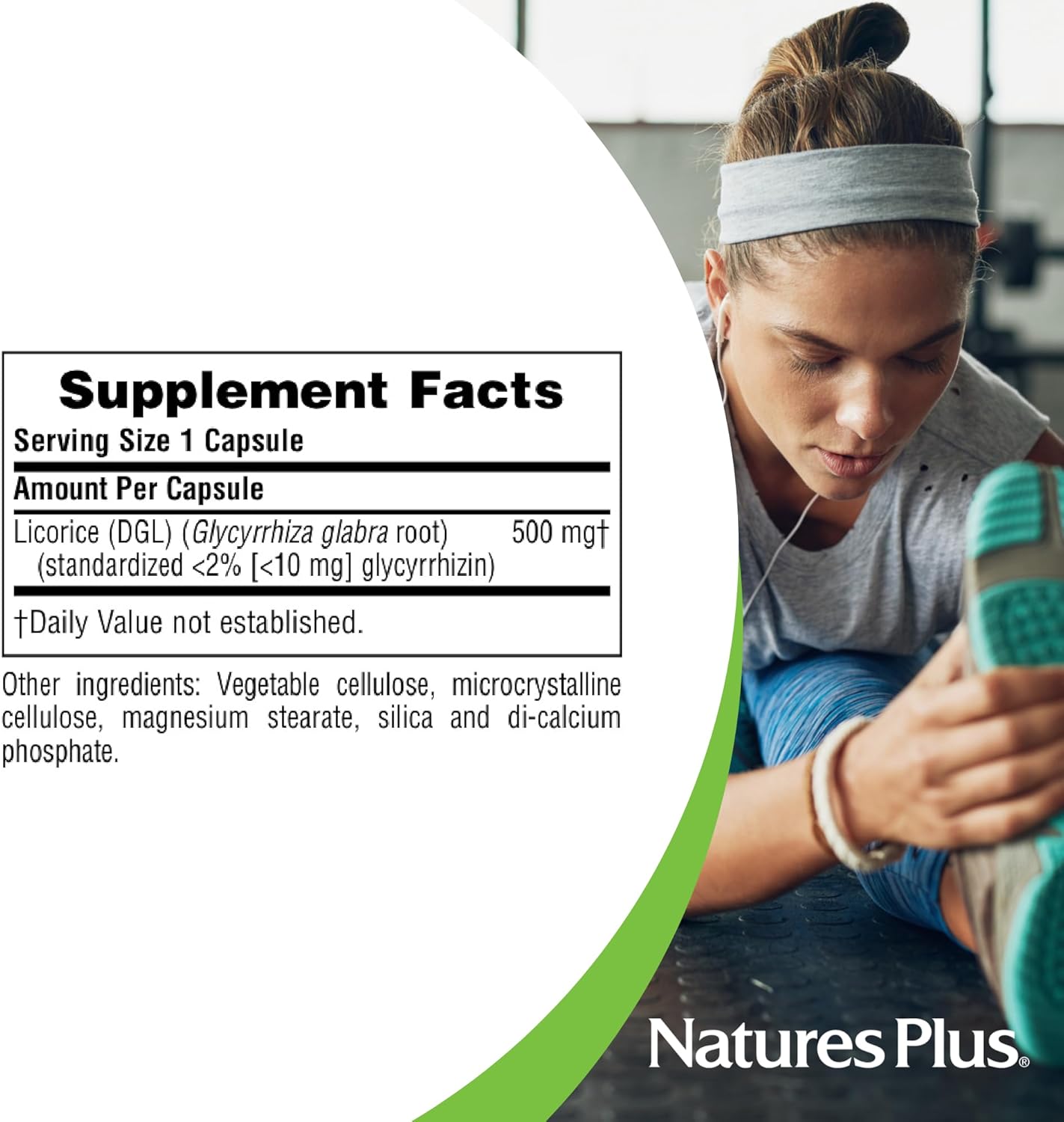 NaturesPlus Herbal Actives Licorice (DGL) Capsules - 500mg, 60 Vegan Supplements - Vegetarian, Gluten-Free - 60 Servings <BR/> كبسولات عرق السوس العشبية من ناتشرز بلس - 500 ملجم، 60كبسولة - Image 2
