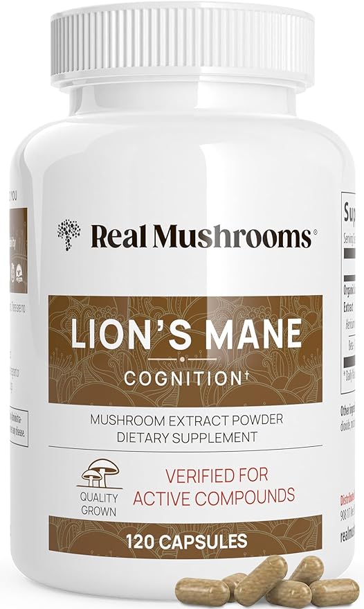 Lion’s Mane Capsules for Brain & Immune Support: Made using hand-picked Lion’s Mane mushroom extract, our supplement provides impressive benefits to support cognitive function and overall well-being. Organic Mushroom Extract: Our mushroom capsules are only made from 100% mushrooms (fruiting bodies), not mycelium grown on grain like most brands. It contains no grains, additives, or fillers. Measured Beta-Glucans: Verified by 3rd-party labs, our organic mushroom supplement has >30% beta-glucans per capsule, helping to naturally support your immune system. How to Take: Adults take 2 capsules daily. You can also break a few capsules open and add them to your meal or drink. Our mushroom beta glucan supplements are gluten-free, non-GMO, & vegan. Mushrooms Made Real: At Real Mushrooms, we produce organic mushroom supplements that support overall health. Our products contain 100% organic mushrooms, carefully sourced and processed for potency & efficacy.